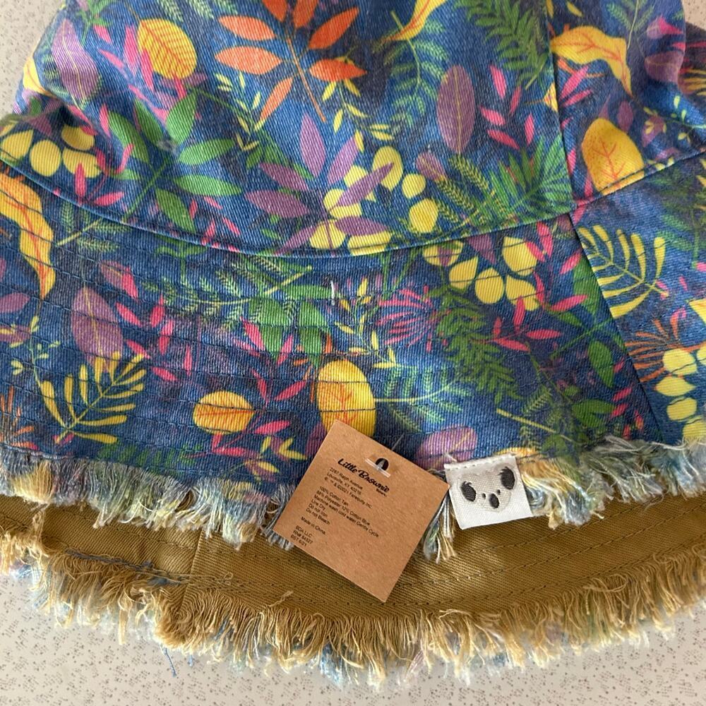 Little Brownie Reversible Denim Floral Kids Bucket Hat Fringe Boho - Picture 2 of 5
